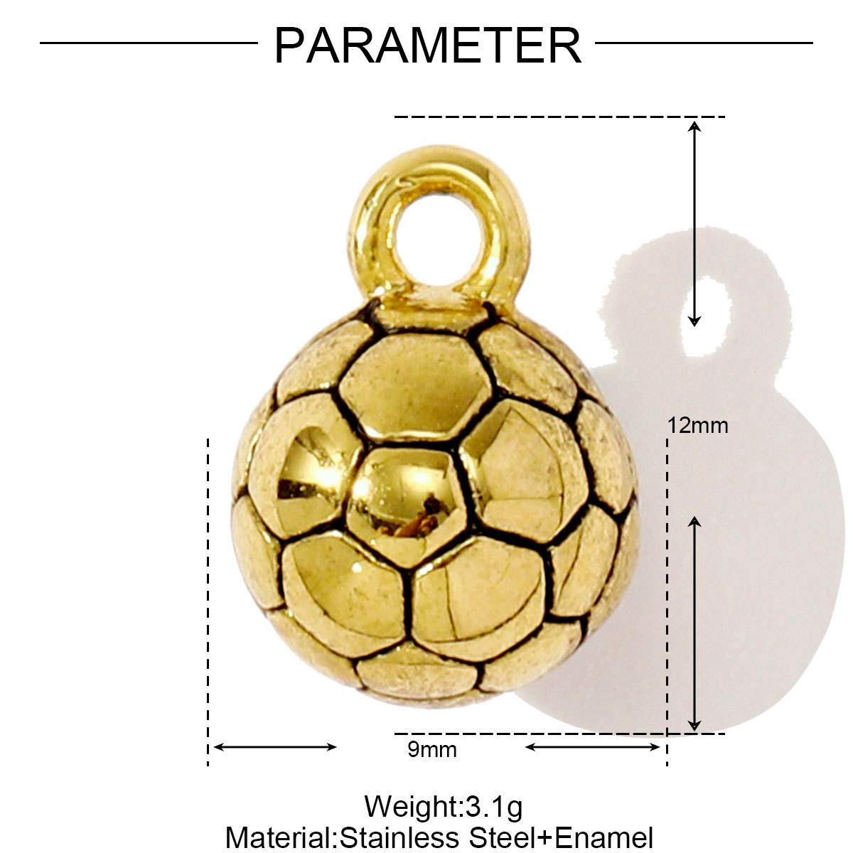 6pcs/pack Stainless Steel Baseball Football Basketball Diy Charms Enamel Ename Dice Necklace Pendants Women Sports Style Jewelry
