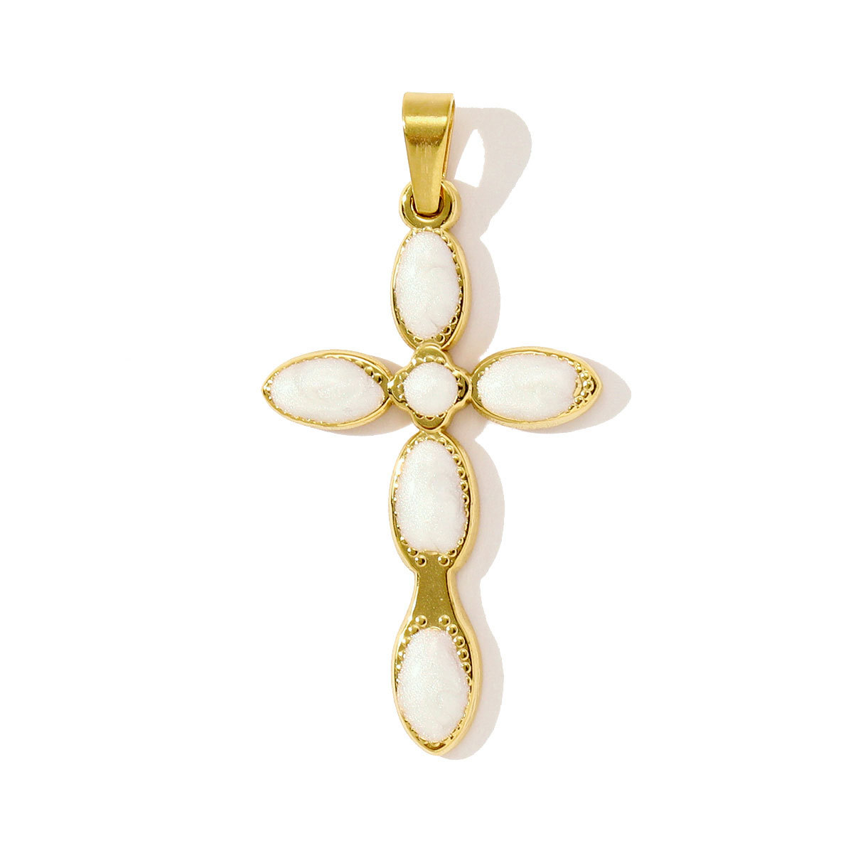 6pcs/pack Wholesale Retro Stainless Steel Natural Stone Heart Flower Diy Charms Cross Necklace Pendants Women Butterfly Jewelry