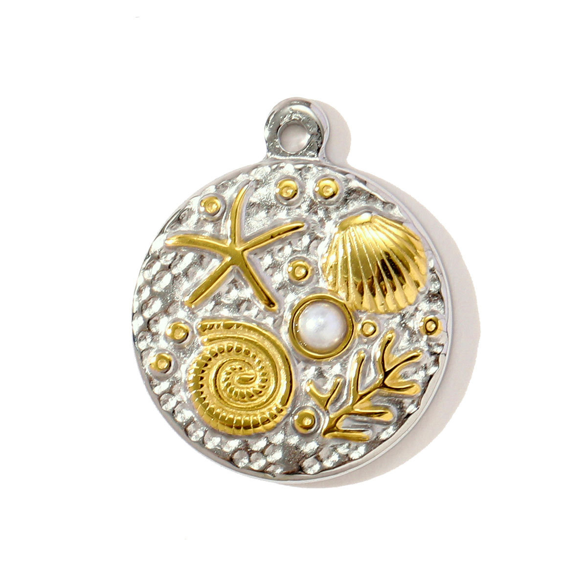 6pcs/pack Stainless Steel Two Tone Love Heart Cross Diy Charms Starfish Butterfly Snake Pendants Women Leaf Flower Jewelry