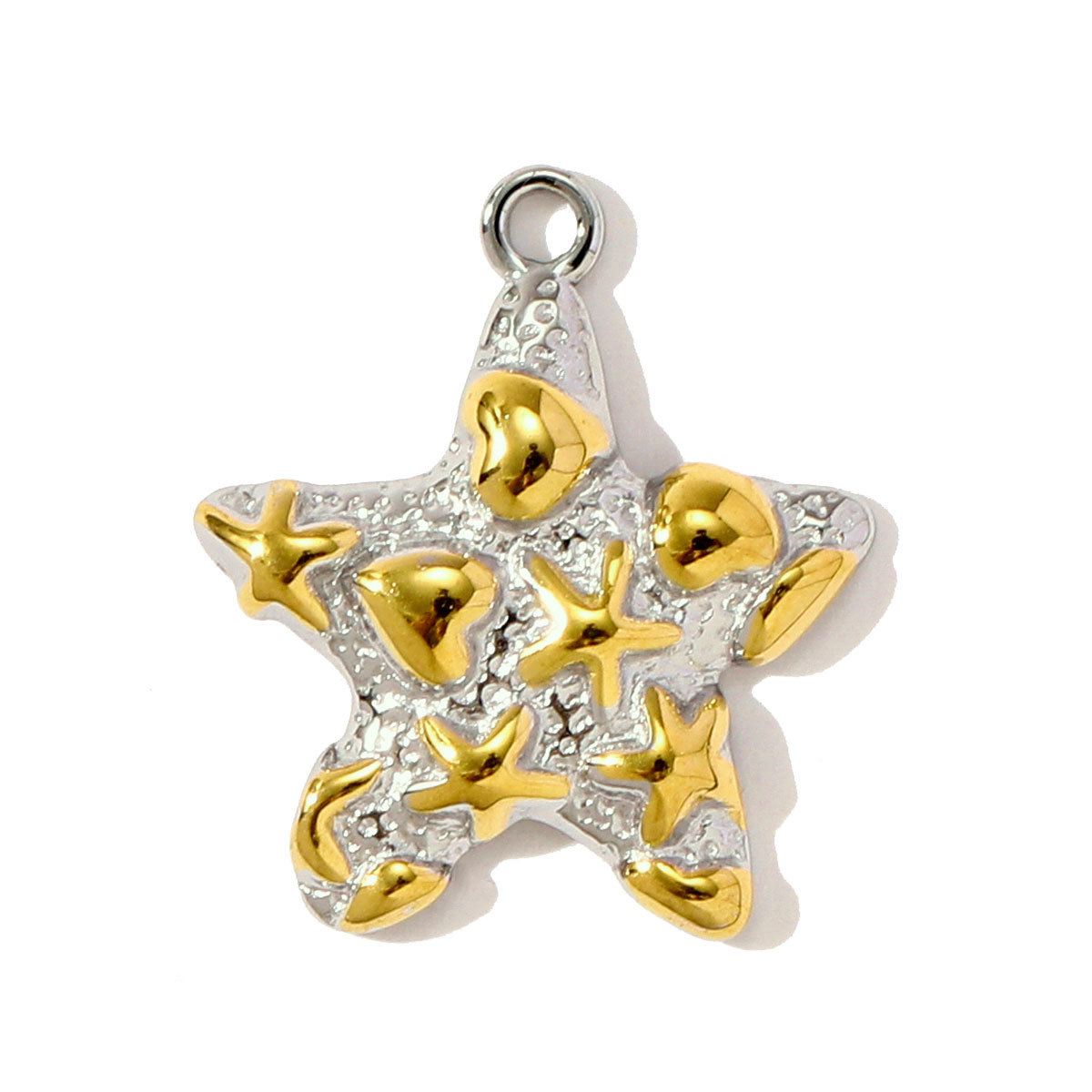 6pcs/pack Stainless Steel Two Tone Love Heart Cross Diy Charms Starfish Butterfly Snake Pendants Women Leaf Flower Jewelry
