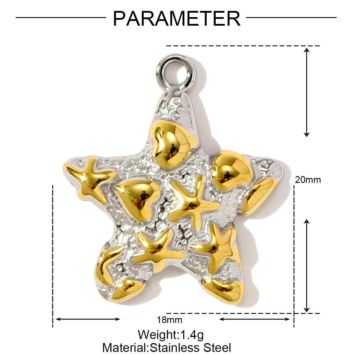 6pcs/pack Stainless Steel Two Tone Love Heart Cross Diy Charms Starfish Butterfly Snake Pendants Women Leaf Flower Jewelry