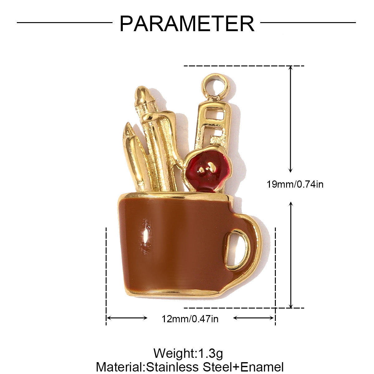 6pcs/pack Stainless Steel Enamel Alpaca Teapot Necklace Pendant Pen Holder DIY Charm Women Rhinestone Waterdrop Jewelry Wholesale