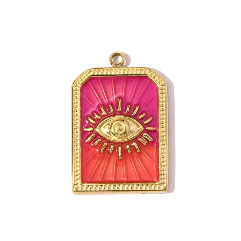 6pcs/pack Fashion Stainless Steel Enamel Evil Eye Necklace Pendant Straberry Milk DIY Charm Women Yogurt Box Jewelry Wholesale