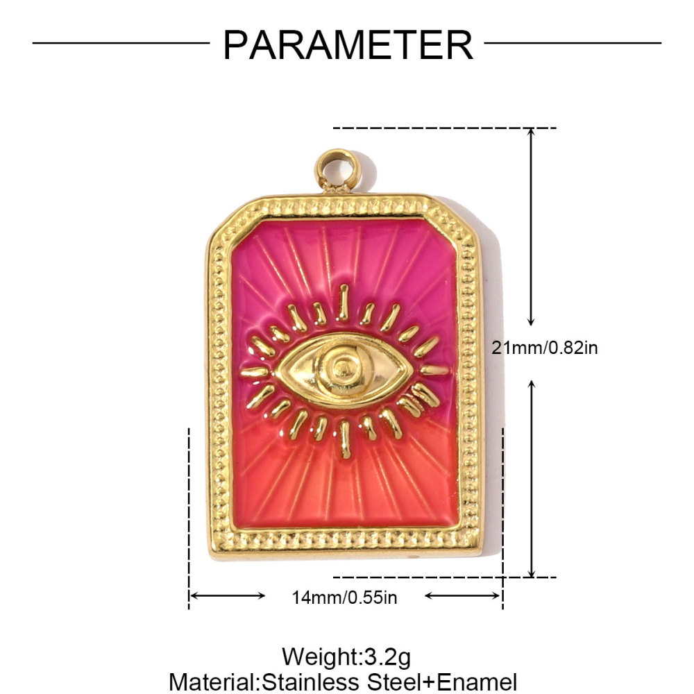 6pcs/pack Fashion Stainless Steel Enamel Evil Eye Necklace Pendant Straberry Milk DIY Charm Women Yogurt Box Jewelry Wholesale
