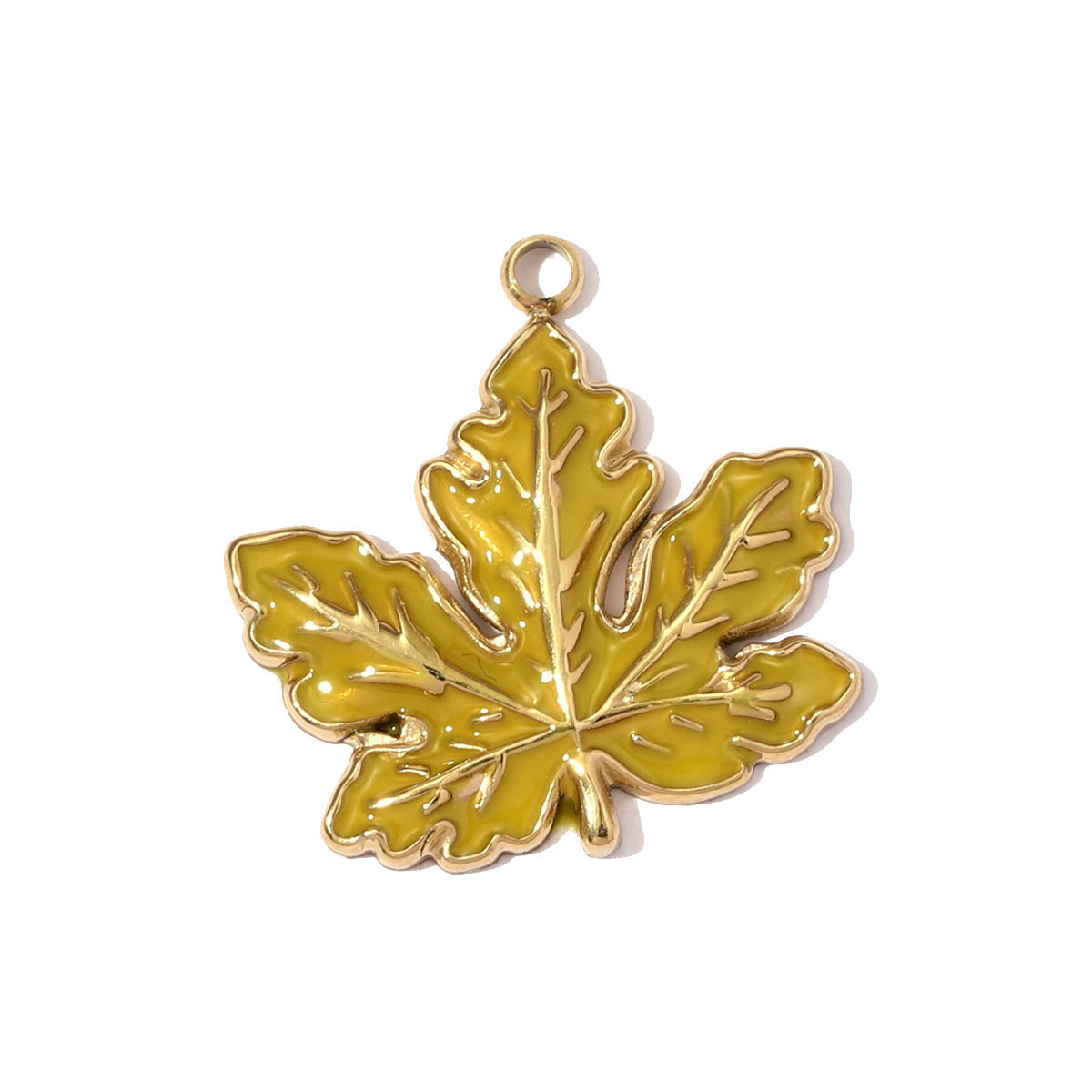 6pcs/pack French Retro Stainless Steel Enamel Maple Leaf Necklace Pendant Crystal Eye DIY Charm Women Plam Tree Jewelry Wholesale