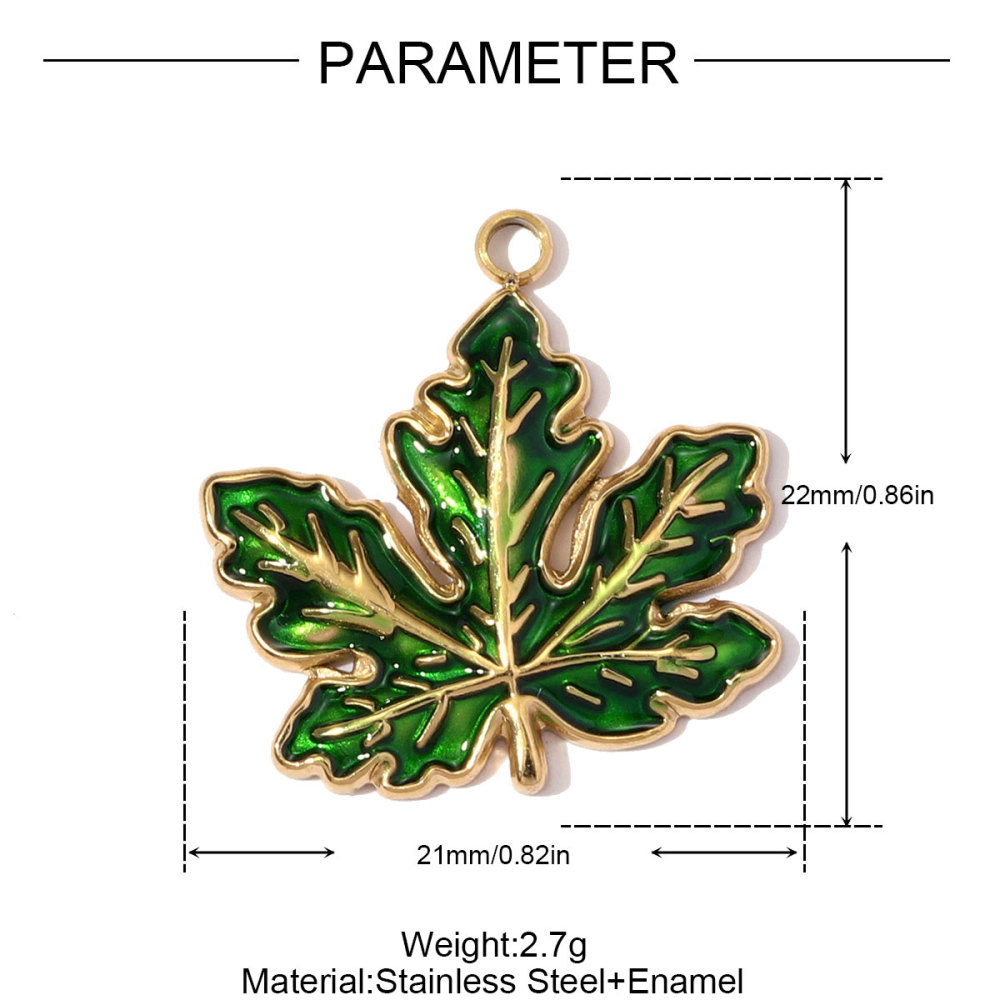 6pcs/pack French Retro Stainless Steel Enamel Maple Leaf Necklace Pendant Crystal Eye DIY Charm Women Plam Tree Jewelry Wholesale