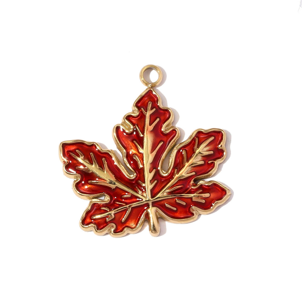 6pcs/pack French Retro Stainless Steel Enamel Maple Leaf Necklace Pendant Crystal Eye DIY Charm Women Plam Tree Jewelry Wholesale