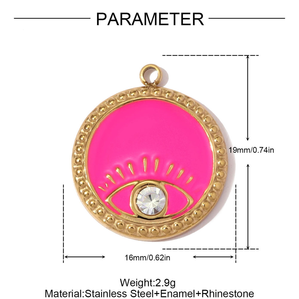 6pcs/pack French Retro Stainless Steel Enamel Maple Leaf Necklace Pendant Crystal Eye DIY Charm Women Plam Tree Jewelry Wholesale
