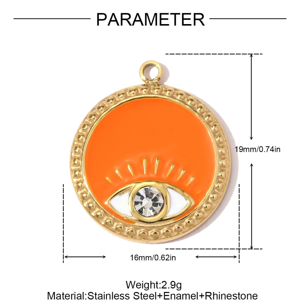 6pcs/pack French Retro Stainless Steel Enamel Maple Leaf Necklace Pendant Crystal Eye DIY Charm Women Plam Tree Jewelry Wholesale