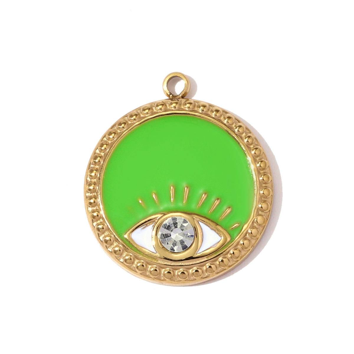 6pcs/pack French Retro Stainless Steel Enamel Maple Leaf Necklace Pendant Crystal Eye DIY Charm Women Plam Tree Jewelry Wholesale