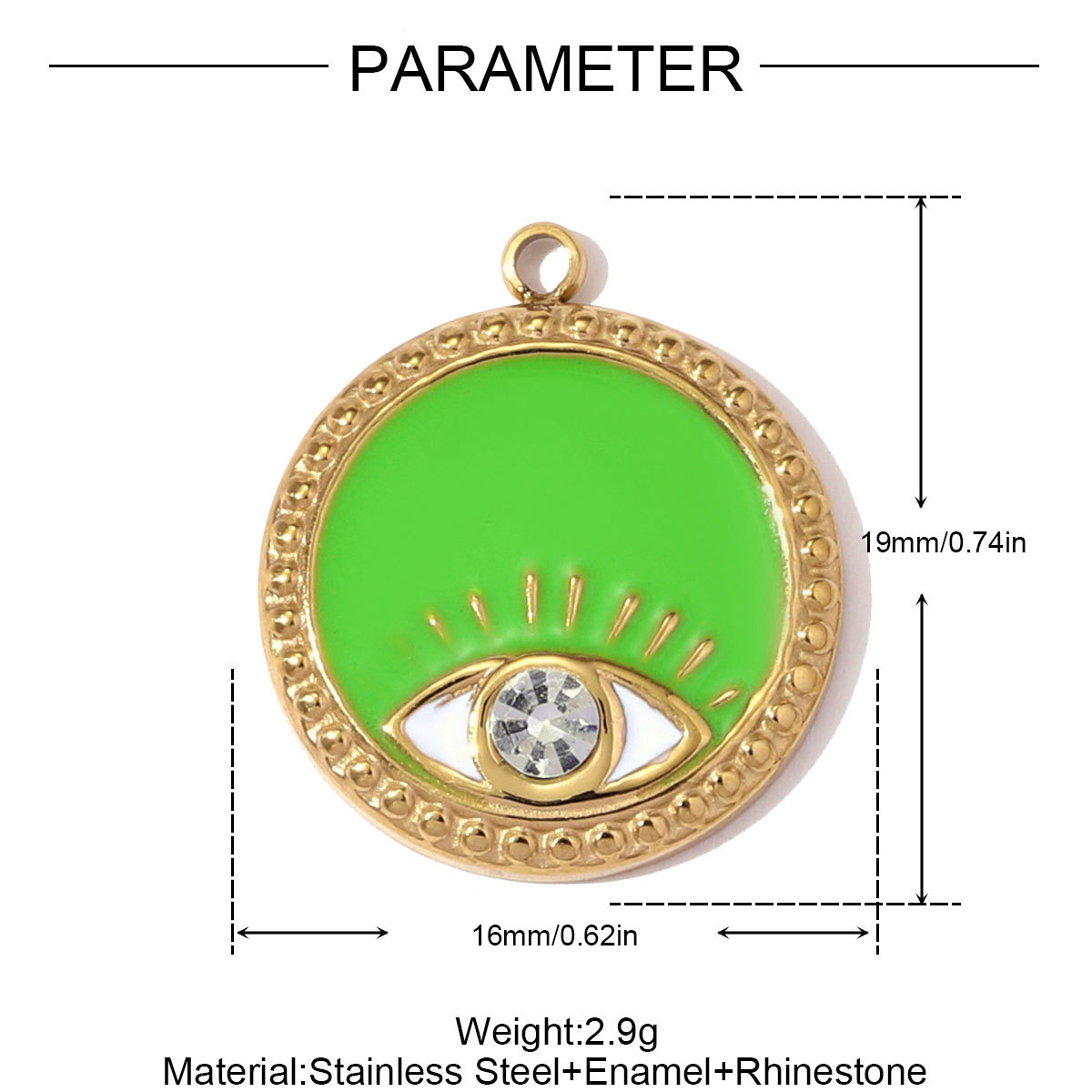 6pcs/pack French Retro Stainless Steel Enamel Maple Leaf Necklace Pendant Crystal Eye DIY Charm Women Plam Tree Jewelry Wholesale