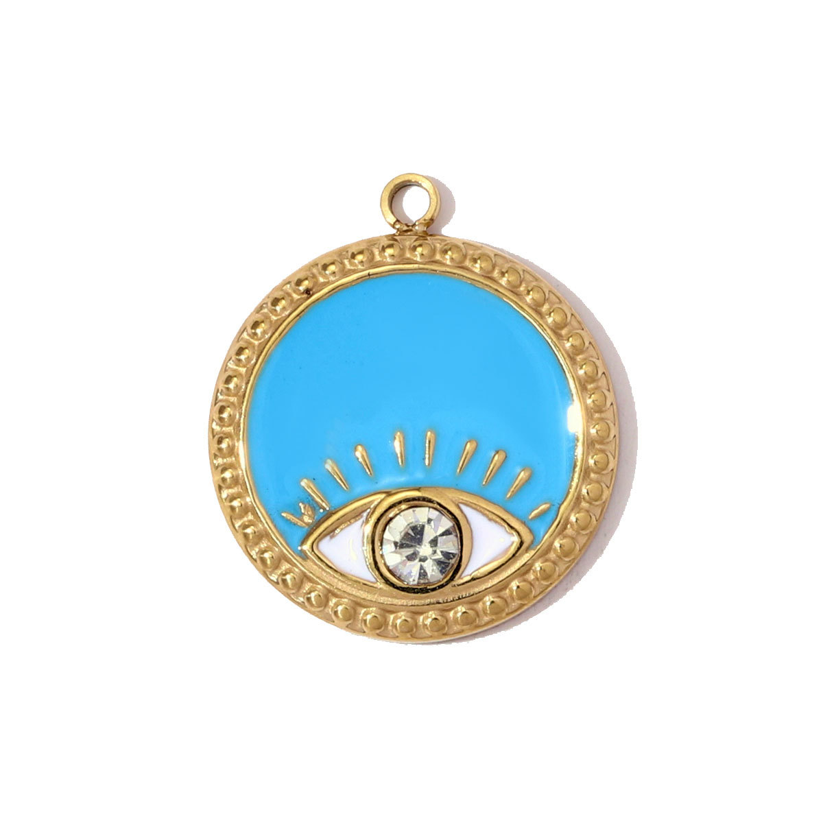 6pcs/pack French Retro Stainless Steel Enamel Maple Leaf Necklace Pendant Crystal Eye DIY Charm Women Plam Tree Jewelry Wholesale