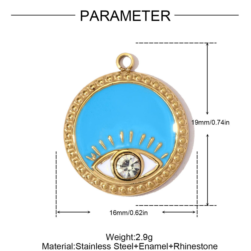 6pcs/pack French Retro Stainless Steel Enamel Maple Leaf Necklace Pendant Crystal Eye DIY Charm Women Plam Tree Jewelry Wholesale