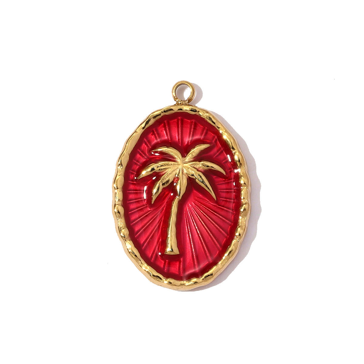 6pcs/pack French Retro Stainless Steel Enamel Maple Leaf Necklace Pendant Crystal Eye DIY Charm Women Plam Tree Jewelry Wholesale