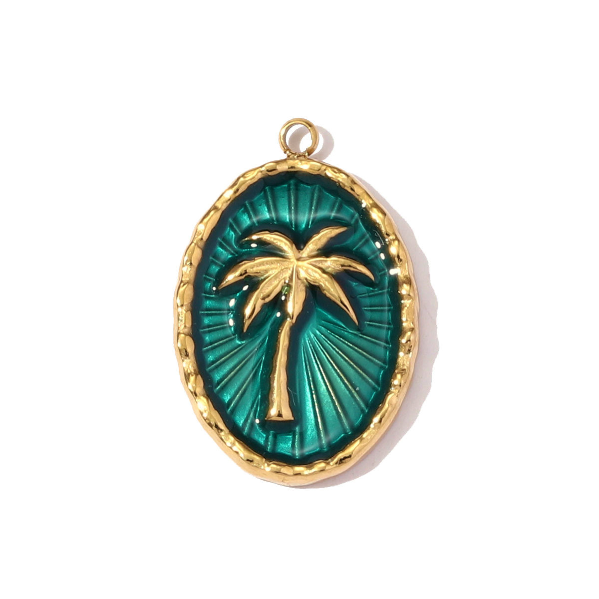 6pcs/pack French Retro Stainless Steel Enamel Maple Leaf Necklace Pendant Crystal Eye DIY Charm Women Plam Tree Jewelry Wholesale