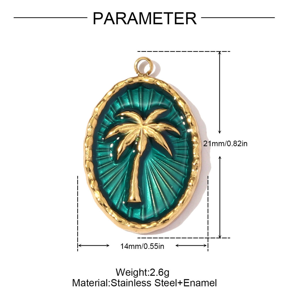 6pcs/pack French Retro Stainless Steel Enamel Maple Leaf Necklace Pendant Crystal Eye DIY Charm Women Plam Tree Jewelry Wholesale