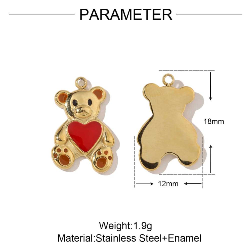 6pcs/pack Enamel Ace of Heart Stainless Steel DIY Earring Charm Clover Candy Sun Tarot Card Pendant Women Necklace Making Jewelry