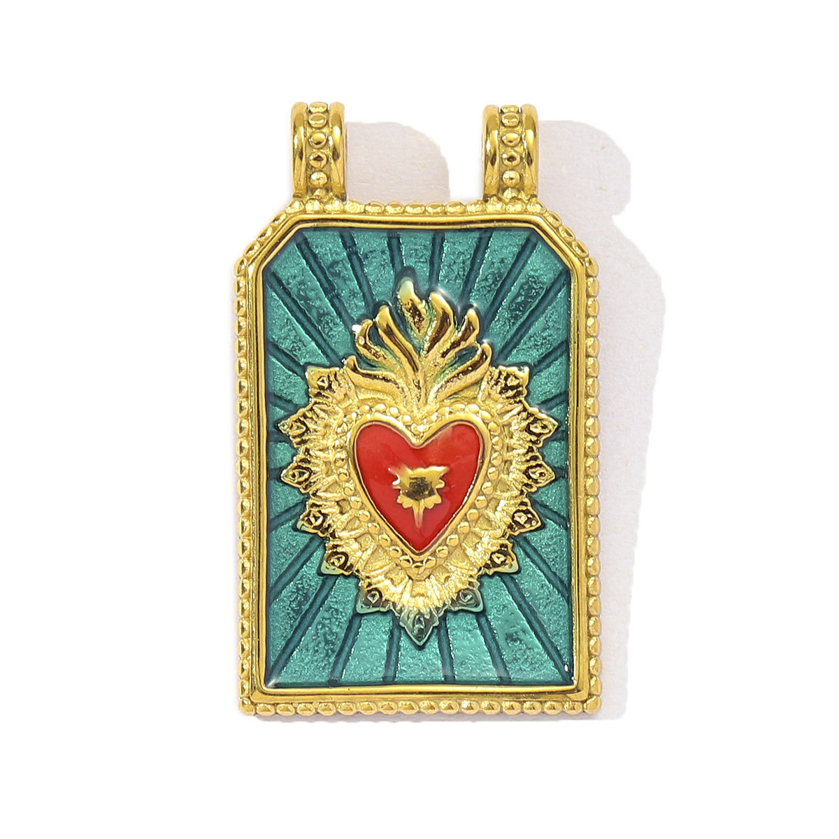6pcs/pack Enamel Ace of Heart Stainless Steel DIY Earring Charm Clover Candy Sun Tarot Card Pendant Women Necklace Making Jewelry