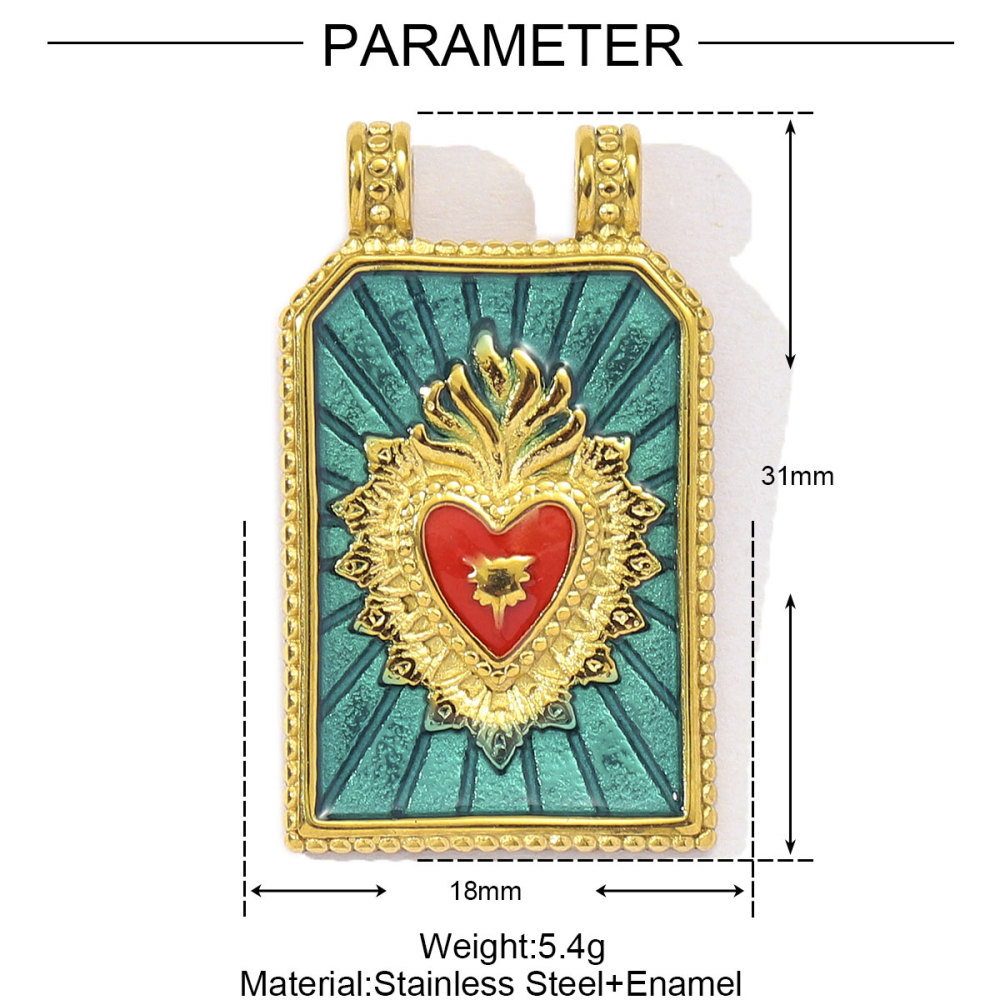 6pcs/pack Enamel Ace of Heart Stainless Steel DIY Earring Charm Clover Candy Sun Tarot Card Pendant Women Necklace Making Jewelry