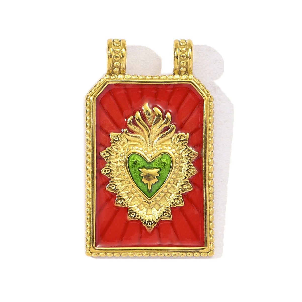 6pcs/pack Enamel Ace of Heart Stainless Steel DIY Earring Charm Clover Candy Sun Tarot Card Pendant Women Necklace Making Jewelry
