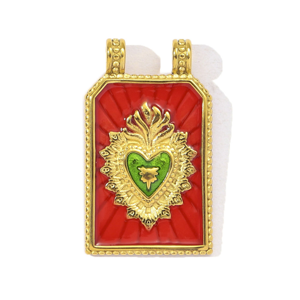 6pcs/pack Enamel Ace of Heart Stainless Steel DIY Earring Charm Clover Candy Sun Tarot Card Pendant Women Necklace Making Jewelry