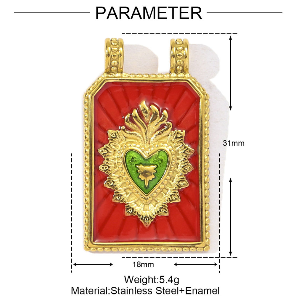 6pcs/pack Enamel Ace of Heart Stainless Steel DIY Earring Charm Clover Candy Sun Tarot Card Pendant Women Necklace Making Jewelry