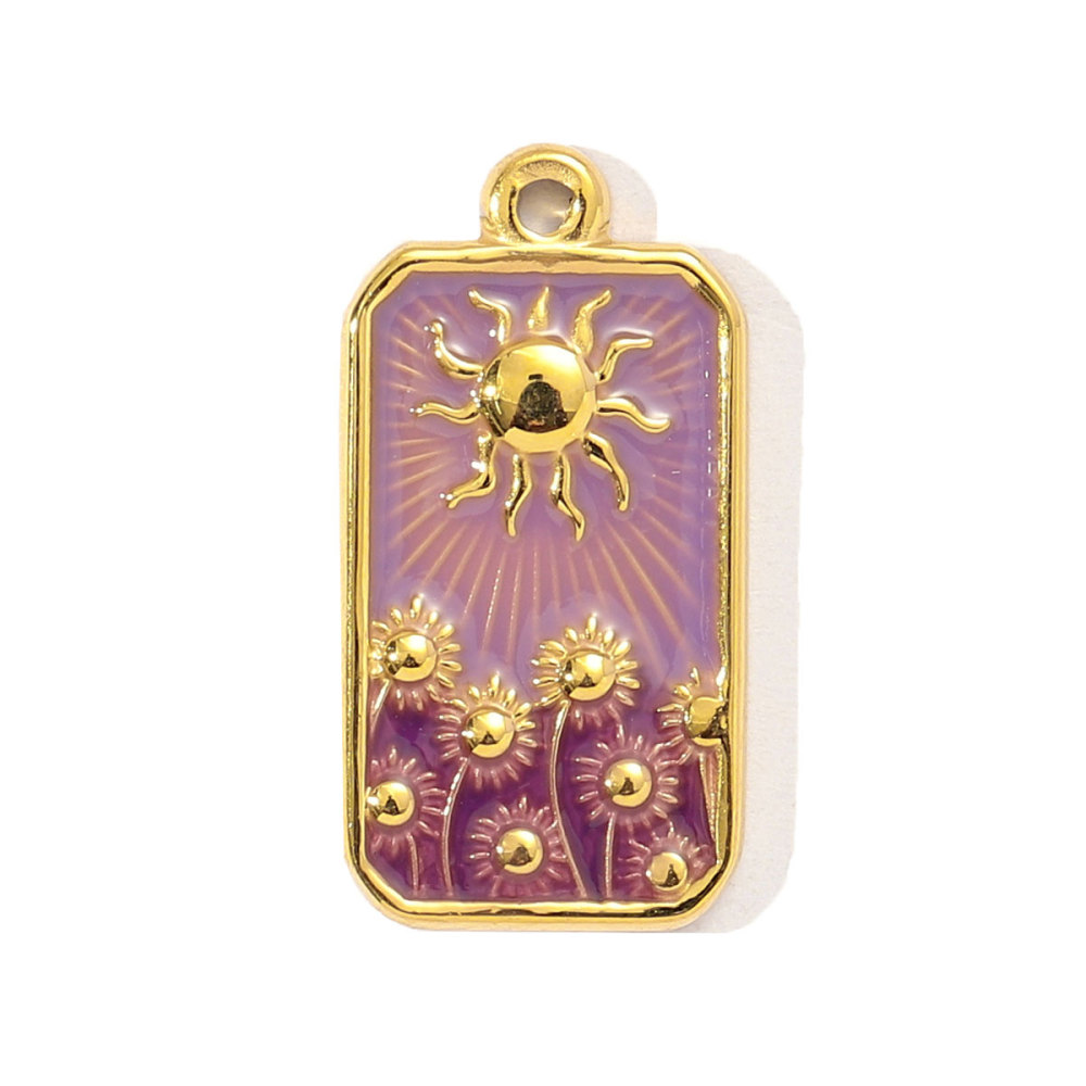 6pcs/pack Enamel Ace of Heart Stainless Steel DIY Earring Charm Clover Candy Sun Tarot Card Pendant Women Necklace Making Jewelry