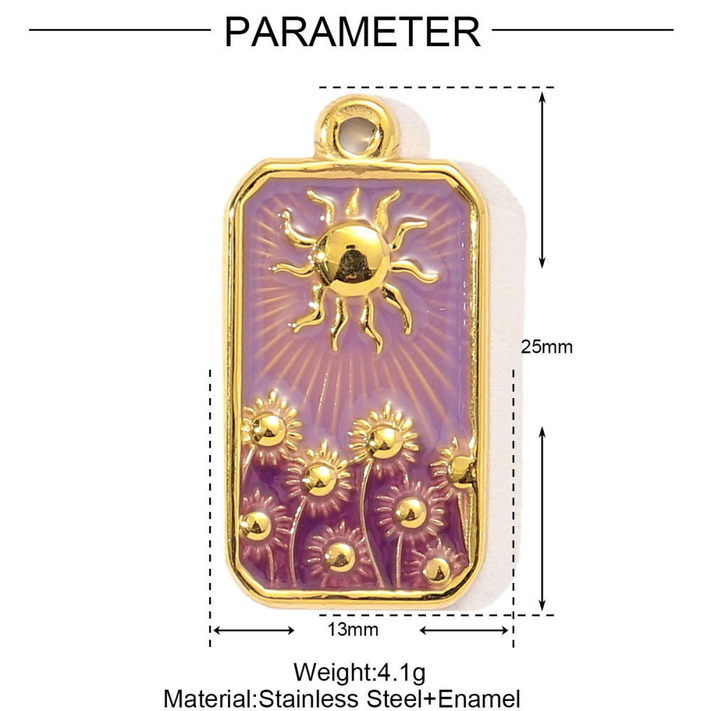 6pcs/pack Enamel Ace of Heart Stainless Steel DIY Earring Charm Clover Candy Sun Tarot Card Pendant Women Necklace Making Jewelry