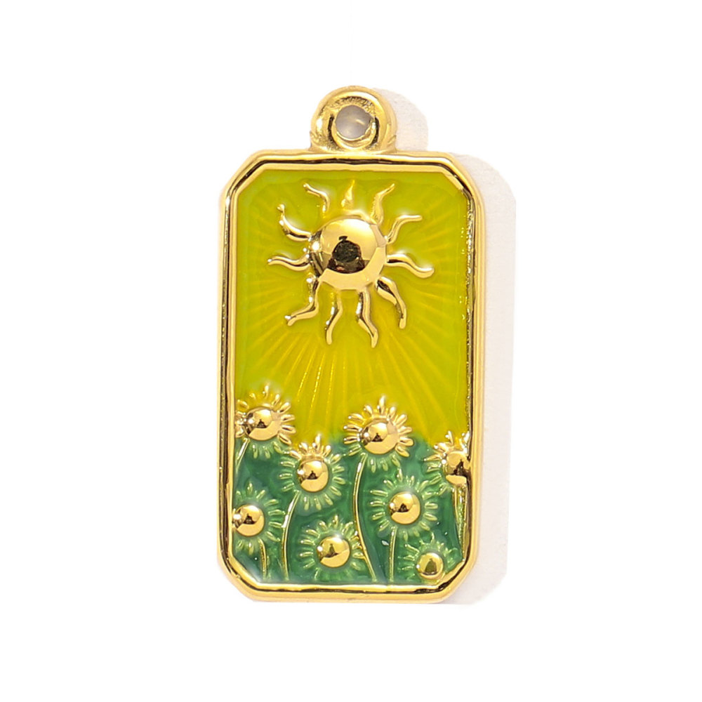 6pcs/pack Enamel Ace of Heart Stainless Steel DIY Earring Charm Clover Candy Sun Tarot Card Pendant Women Necklace Making Jewelry