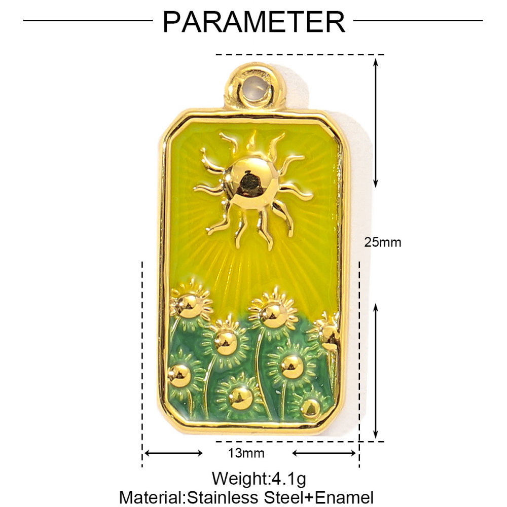 6pcs/pack Enamel Ace of Heart Stainless Steel DIY Earring Charm Clover Candy Sun Tarot Card Pendant Women Necklace Making Jewelry