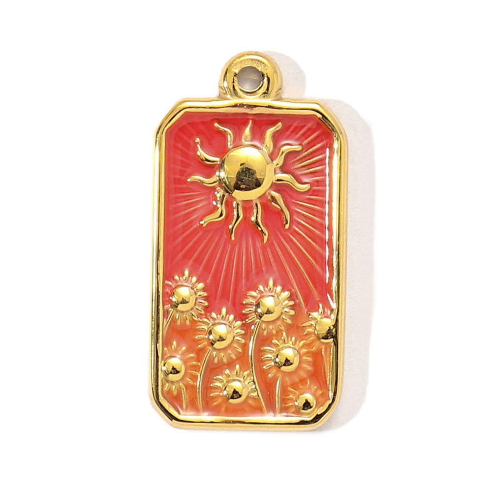 6pcs/pack Enamel Ace of Heart Stainless Steel DIY Earring Charm Clover Candy Sun Tarot Card Pendant Women Necklace Making Jewelry