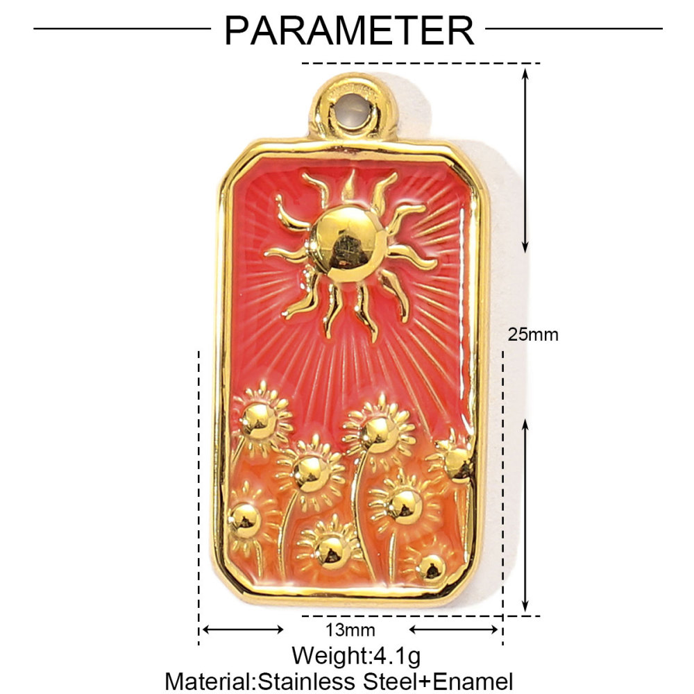 6pcs/pack Enamel Ace of Heart Stainless Steel DIY Earring Charm Clover Candy Sun Tarot Card Pendant Women Necklace Making Jewelry