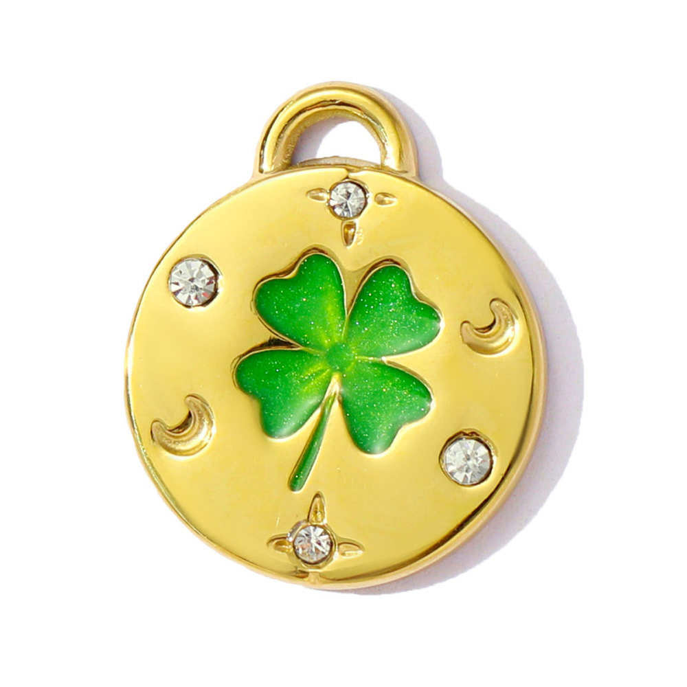 6pcs/pack Enamel Ace of Heart Stainless Steel DIY Earring Charm Clover Candy Sun Tarot Card Pendant Women Necklace Making Jewelry