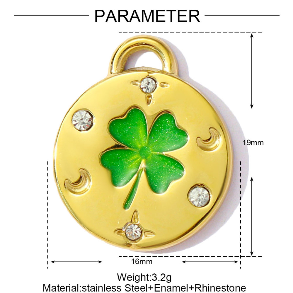 6pcs/pack Enamel Ace of Heart Stainless Steel DIY Earring Charm Clover Candy Sun Tarot Card Pendant Women Necklace Making Jewelry