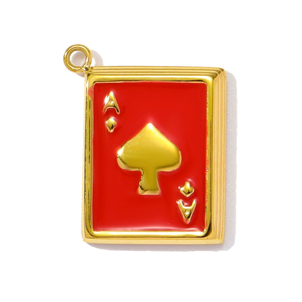 6pcs/pack Enamel Ace of Heart Stainless Steel DIY Earring Charm Clover Candy Sun Tarot Card Pendant Women Necklace Making Jewelry