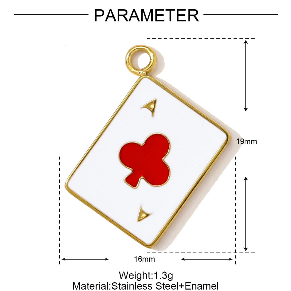 6pcs/pack Enamel Ace of Heart Stainless Steel DIY Earring Charm Clover Candy Sun Tarot Card Pendant Women Necklace Making Jewelry