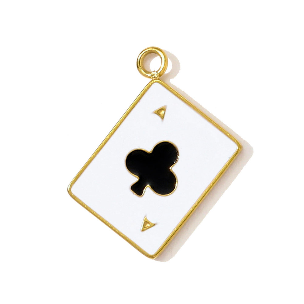 6pcs/pack Enamel Ace of Heart Stainless Steel DIY Earring Charm Clover Candy Sun Tarot Card Pendant Women Necklace Making Jewelry
