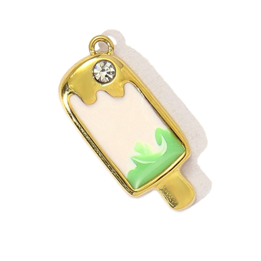 6pcs/pack Stainless Steel Enamel Ice Cream Turtle Cone DIY Charm Woman Coffee Cup Cat Pendant Jewelry Necklace Earring Making