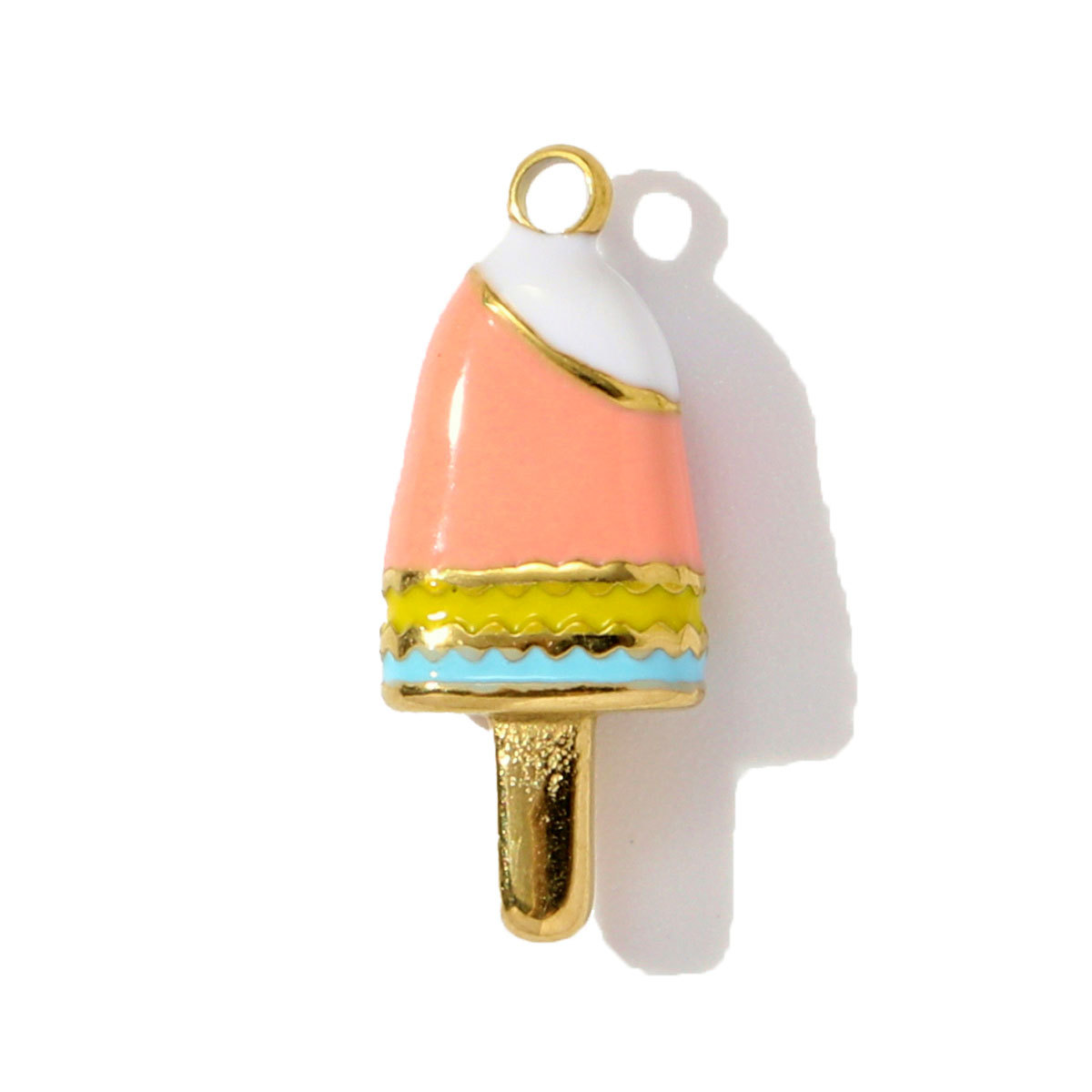 6pcs/pack Stainless Steel Enamel Ice Cream Turtle Cone DIY Charm Woman Coffee Cup Cat Pendant Jewelry Necklace Earring Making