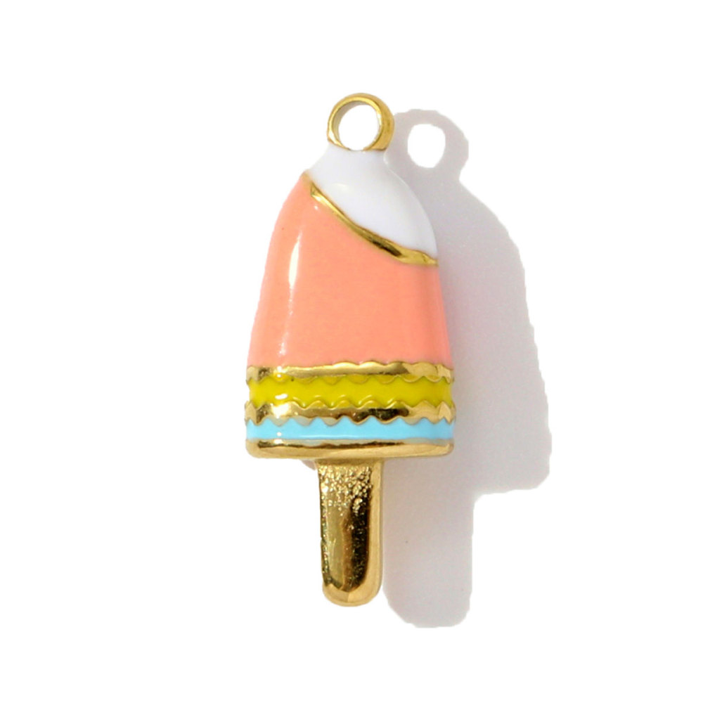 6pcs/pack Stainless Steel Enamel Ice Cream Turtle Cone DIY Charm Woman Coffee Cup Cat Pendant Jewelry Necklace Earring Making