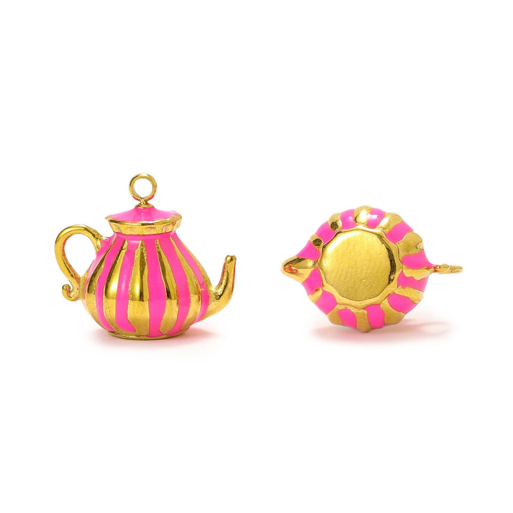 6pcs/pack Stainless Steel Enamel Ice Cream Turtle Cone DIY Charm Woman Coffee Cup Cat Pendant Jewelry Necklace Earring Making