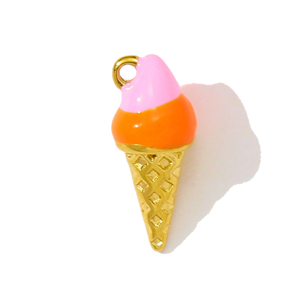 6pcs/pack Stainless Steel Enamel Ice Cream Turtle Cone DIY Charm Woman Coffee Cup Cat Pendant Jewelry Necklace Earring Making