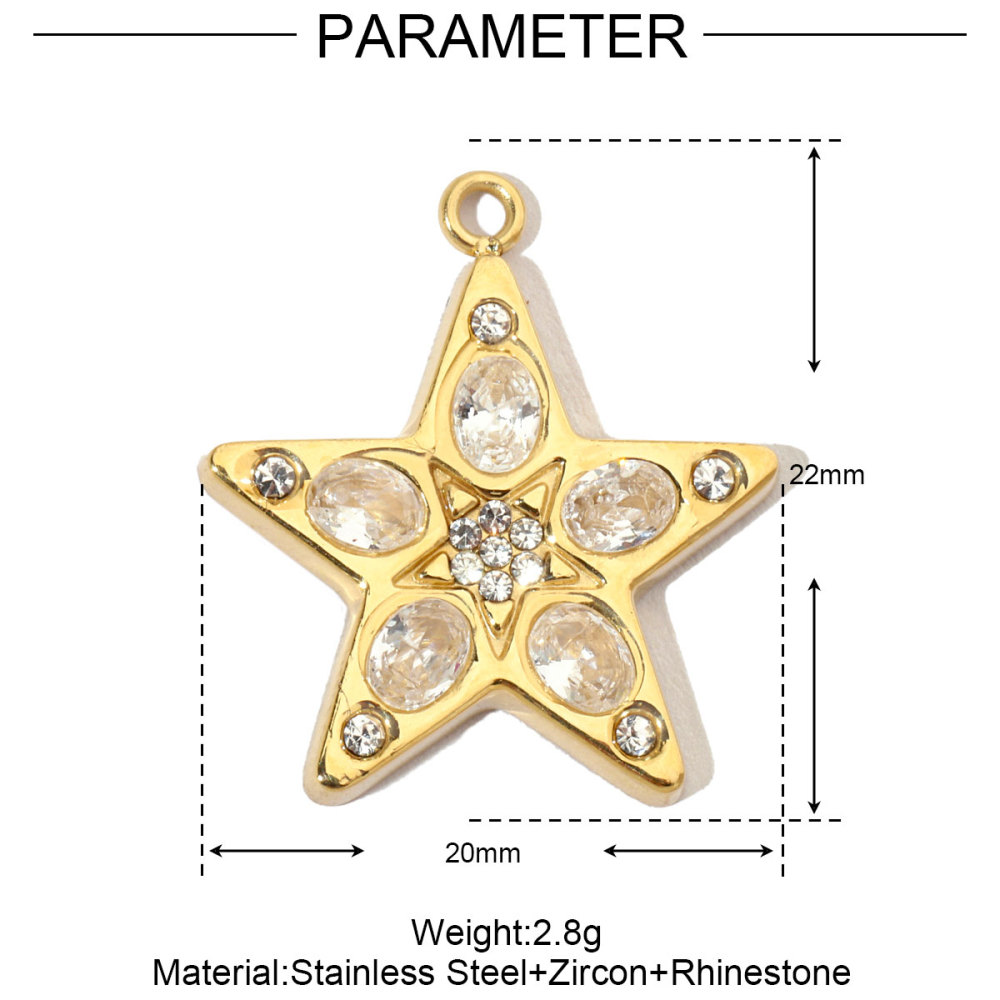 6pcs/pack French Star Cubic Zircon Stainless Steel Diy Charms Women Heart Fish Earring Necklace Pendant Palm Tree Lobster Jewelry