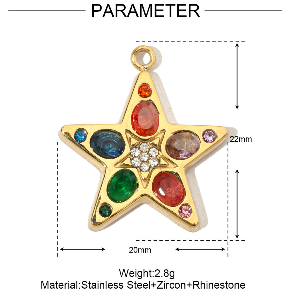 6pcs/pack French Star Cubic Zircon Stainless Steel Diy Charms Women Heart Fish Earring Necklace Pendant Palm Tree Lobster Jewelry