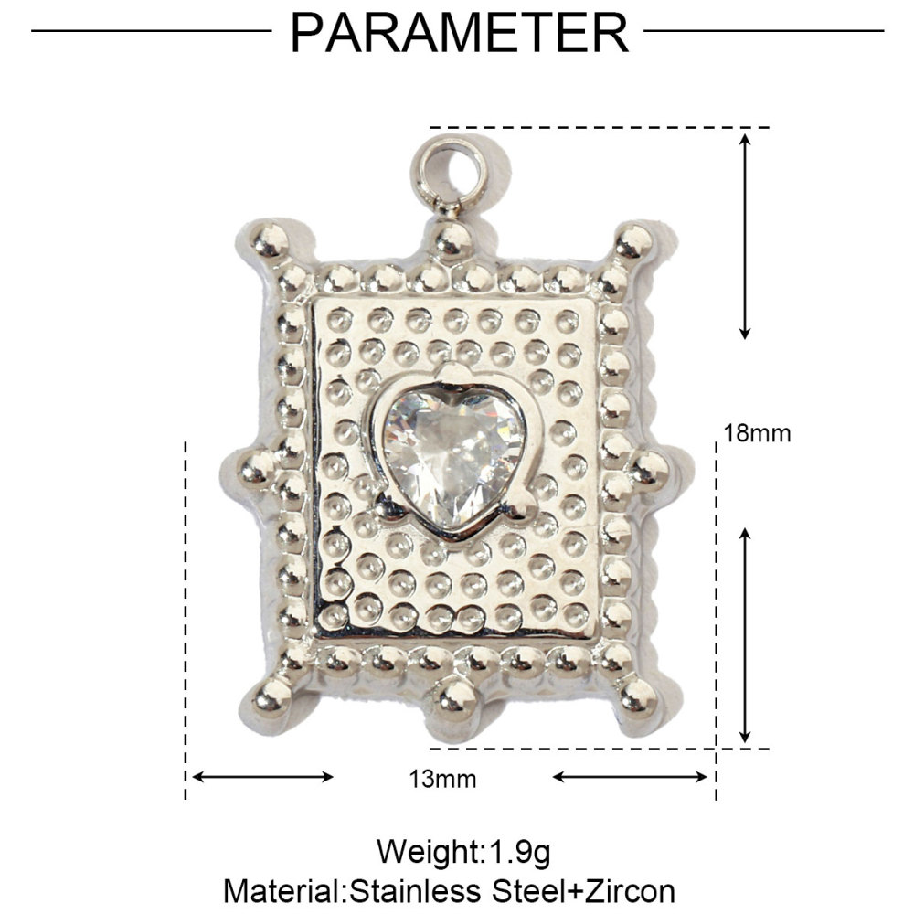 6pcs/pack French Star Cubic Zircon Stainless Steel Diy Charms Women Heart Fish Earring Necklace Pendant Palm Tree Lobster Jewelry