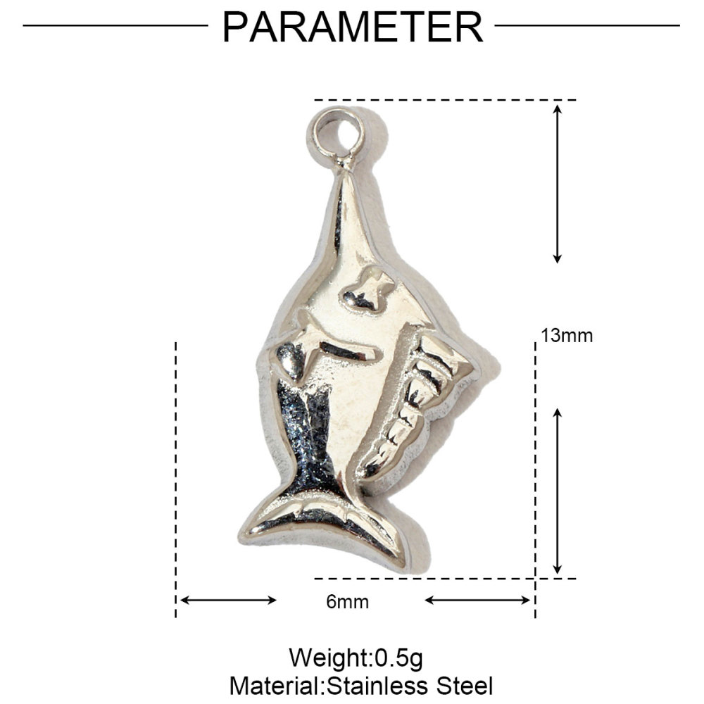 6pcs/pack French Star Cubic Zircon Stainless Steel Diy Charms Women Heart Fish Earring Necklace Pendant Palm Tree Lobster Jewelry