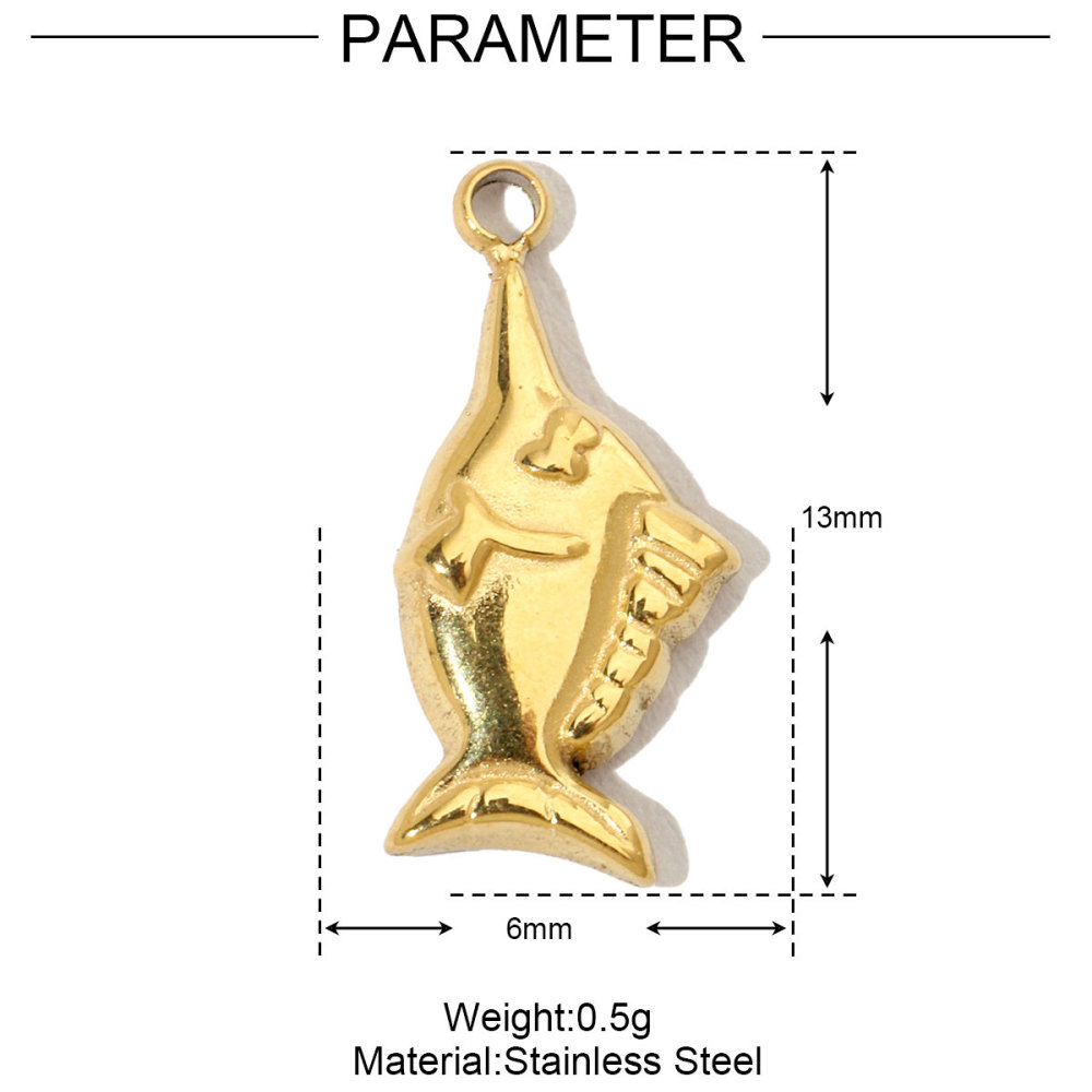 6pcs/pack French Star Cubic Zircon Stainless Steel Diy Charms Women Heart Fish Earring Necklace Pendant Palm Tree Lobster Jewelry