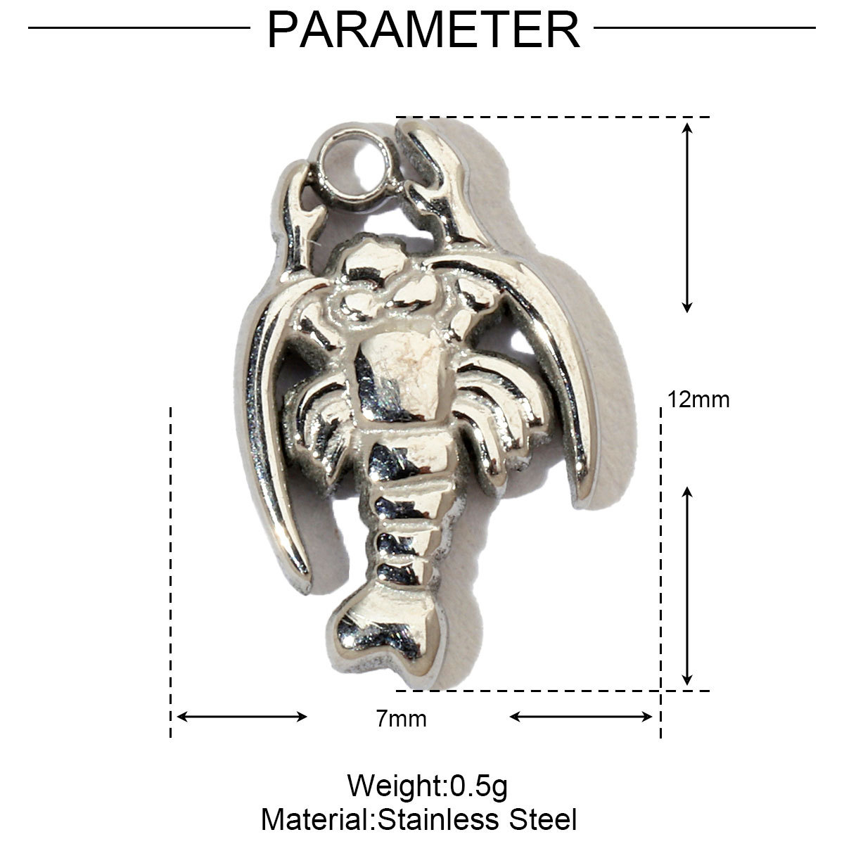 6pcs/pack French Star Cubic Zircon Stainless Steel Diy Charms Women Heart Fish Earring Necklace Pendant Palm Tree Lobster Jewelry