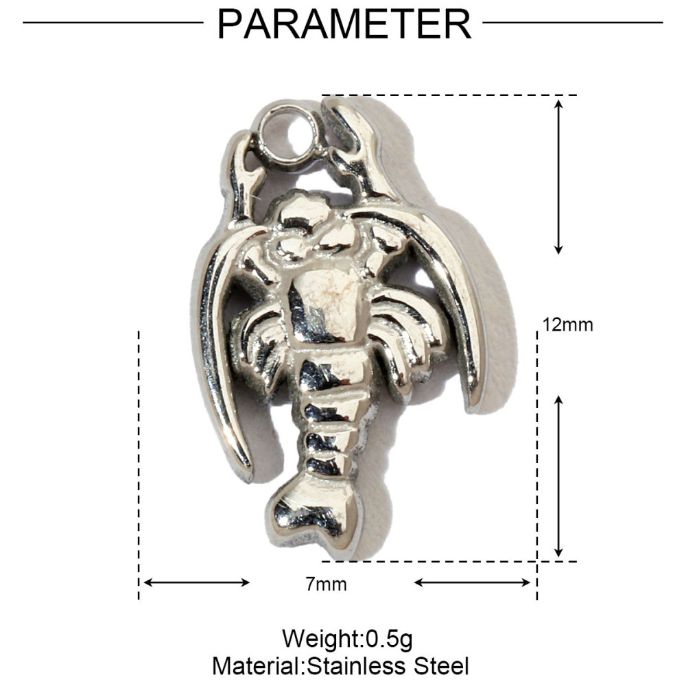 6pcs/pack French Star Cubic Zircon Stainless Steel Diy Charms Women Heart Fish Earring Necklace Pendant Palm Tree Lobster Jewelry