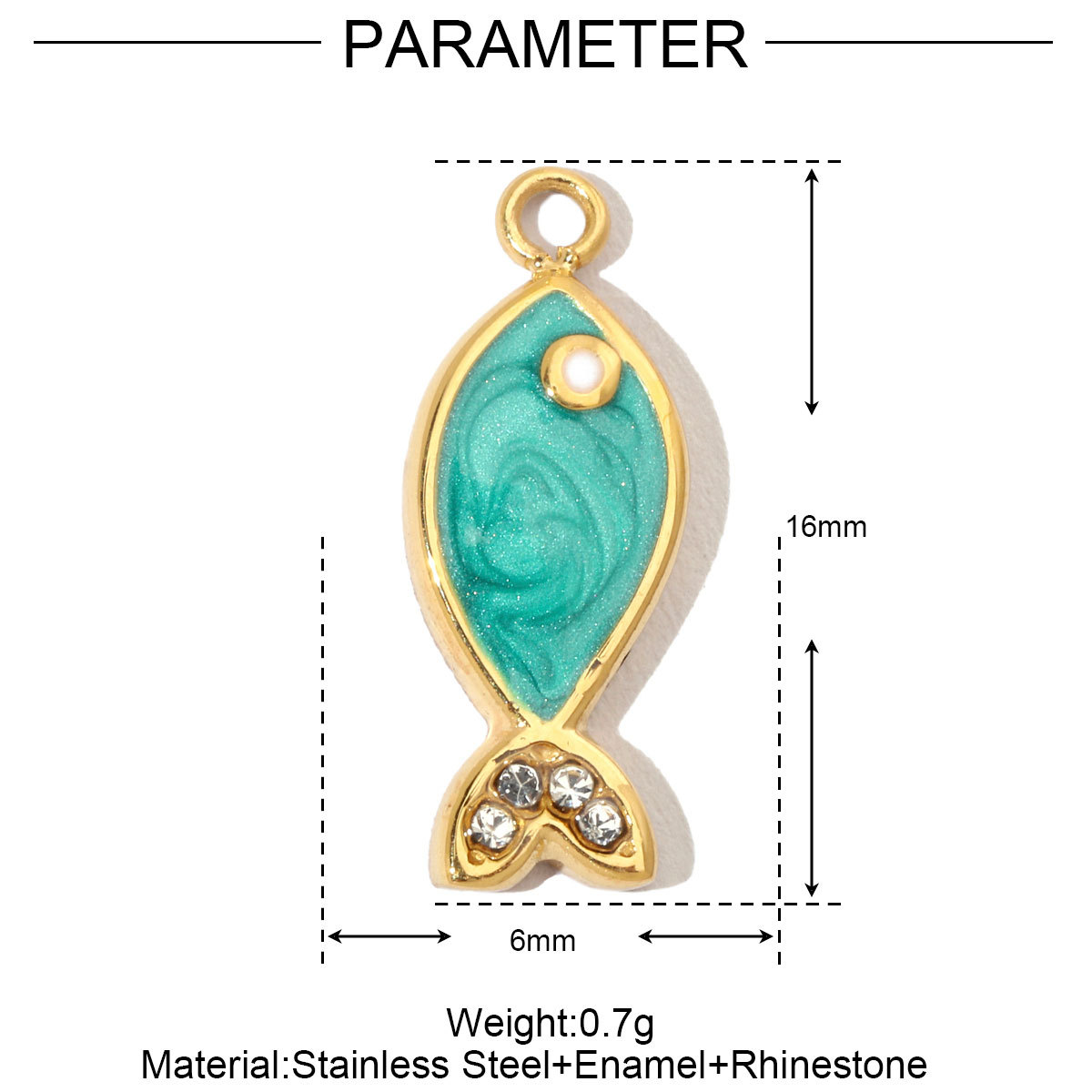 6pcs/pack French Fish Enamel Stainless Steel Diy Charms Women Watermelon Earring Necklace Pendant Heart Eye Jewelry